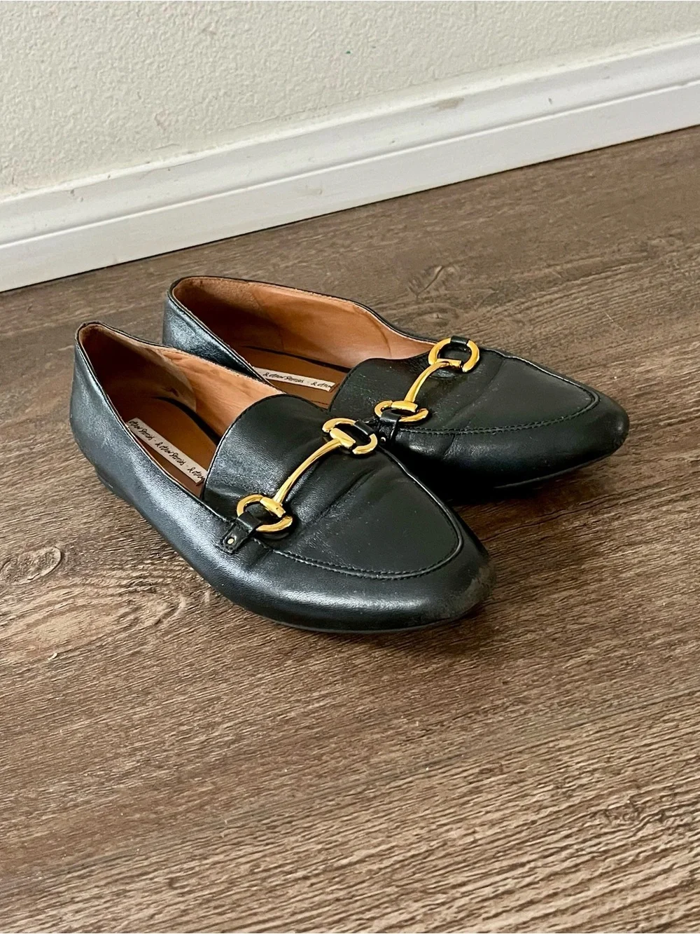 & Other Stories Black Leather Loafers with Gold Horsebit